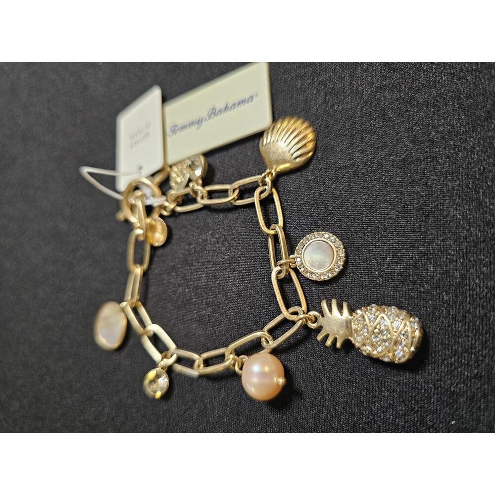 Tommy Bahama Gold Tone Charm Bracelet with Pineapple & Shells - Picture 3 of 6